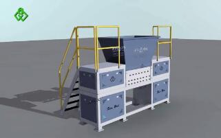 雙軸剪切撕碎機三維動畫，雙軸撕碎機